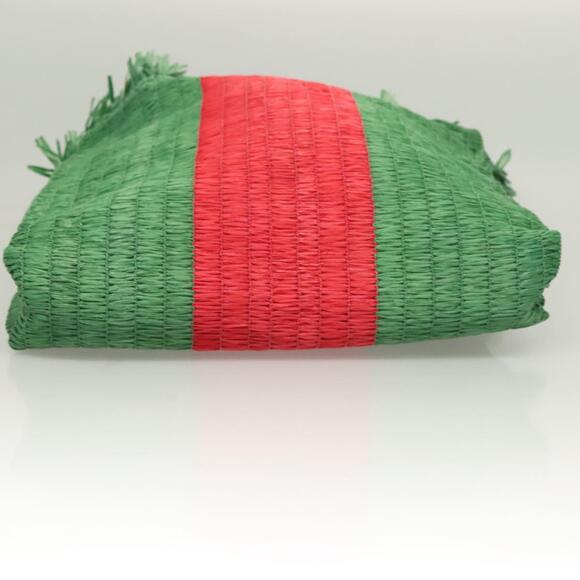 GUCCI Hand Bag Straw Green Red - Picture 9 of 16